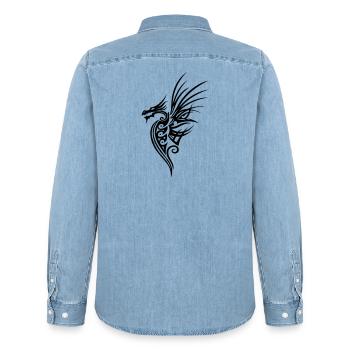 Drache mit großen Flügeln - Männer Jeanshemd Organic von Stanley/Stella - verwaschenes Hellblau - Hinten - AI Model Male 185 light (185cm)
