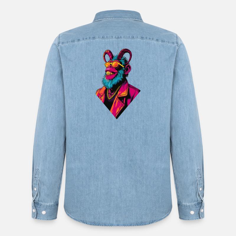 Devil Monkey - Männer Jeanshemd Organic von Stanley/Stella - verwaschenes Hellblau