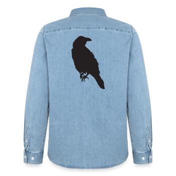 Crow III - Men’s Organic Denim Shirt by Stanley/Stella - light wash - Back - AI Model Male 185 light (185cm)