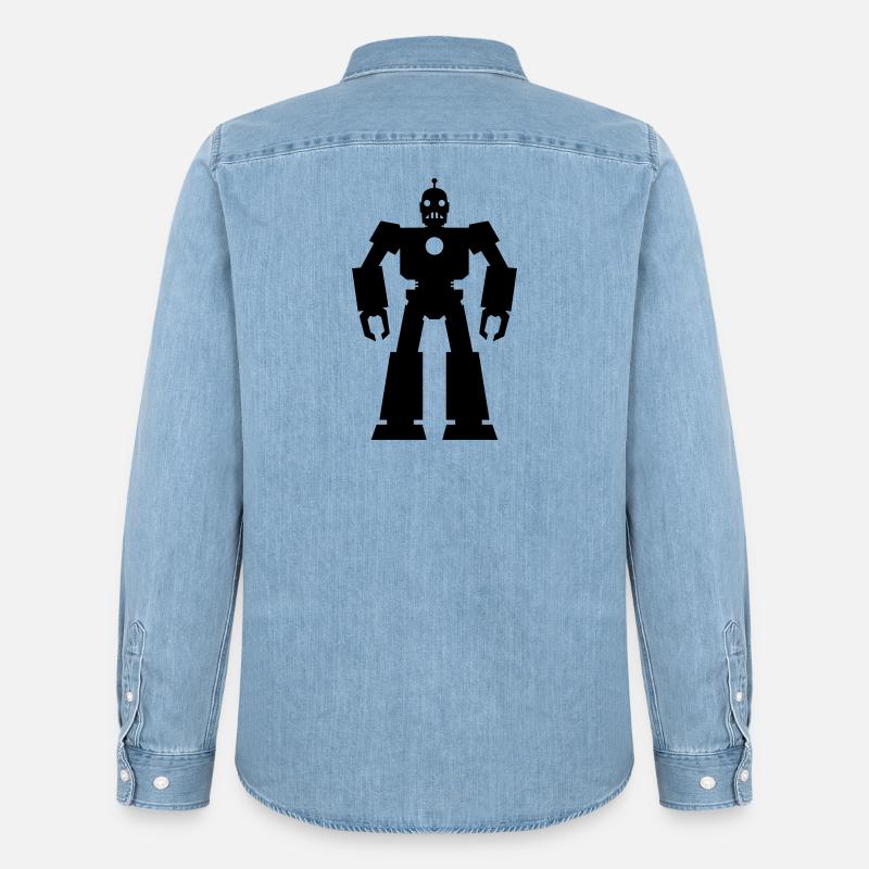 Roboter – KI Technik Sci-Fi Nerd Design - Männer Jeanshemd Organic von Stanley/Stella - verwaschenes Hellblau
