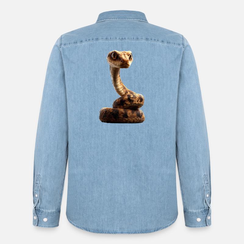 snake, python, cobra, rattlesnake, snakes - Men’s Organic Denim Shirt by Stanley/Stella - light wash