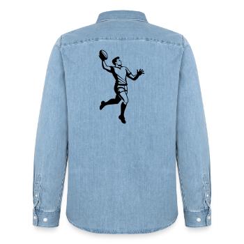 Rugby - Chemise en denim homme bio Stanley/Stella - bleu clair délavé - Dos - AI Model Male 185 light (185cm)