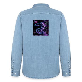 Semantischer Schleim - System Error - Männer Jeanshemd Organic von Stanley/Stella - verwaschenes Hellblau - Hinten - AI Model Male 185 light (185cm)