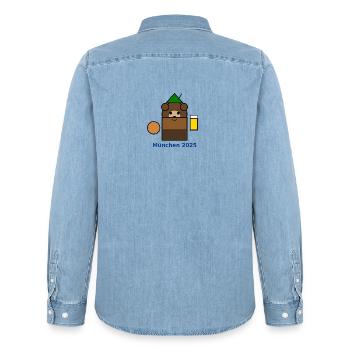 München2025 Bären-Logo - Chemise en denim homme bio Stanley/Stella - bleu clair délavé - Dos - AI Model Male 185 light (185cm)