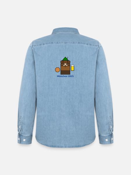 München2025 Bären-Logo - Men’s Organic Denim Shirt by Stanley/Stella - light wash