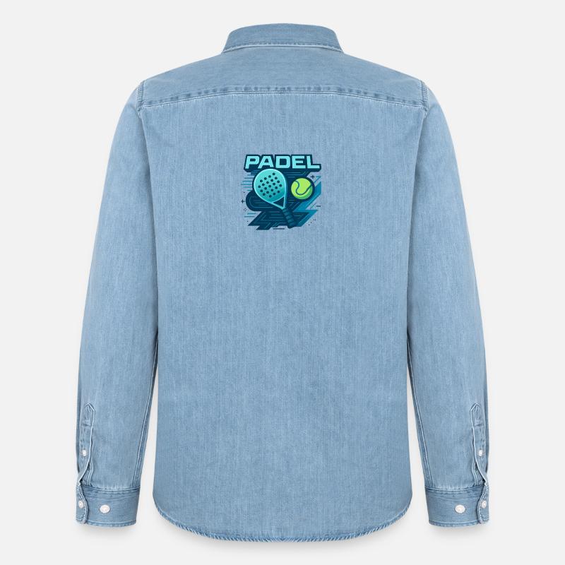 Padel Logo Schläger Ball Dynamik - Männer Jeanshemd Organic von Stanley/Stella - verwaschenes Hellblau