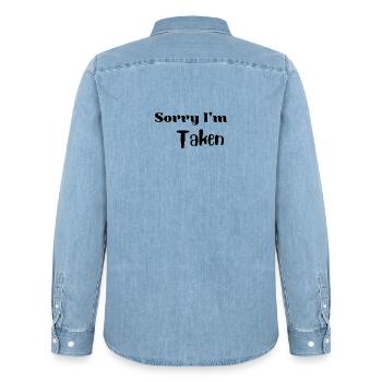 Lustiges Valentins-Liebeshemd - Männer Jeanshemd Organic von Stanley/Stella - verwaschenes Hellblau - Hinten - AI Model Male 185 light (185cm)