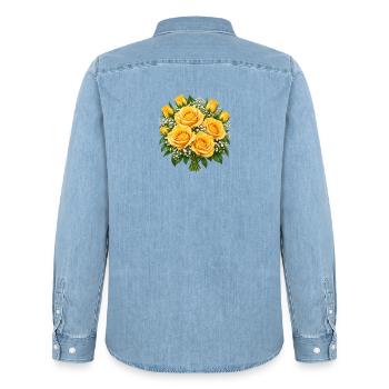 Golden Rose Bouquet Glow - Männer Jeanshemd Organic von Stanley/Stella - verwaschenes Hellblau - Hinten - AI Model Male 185 light (185cm)