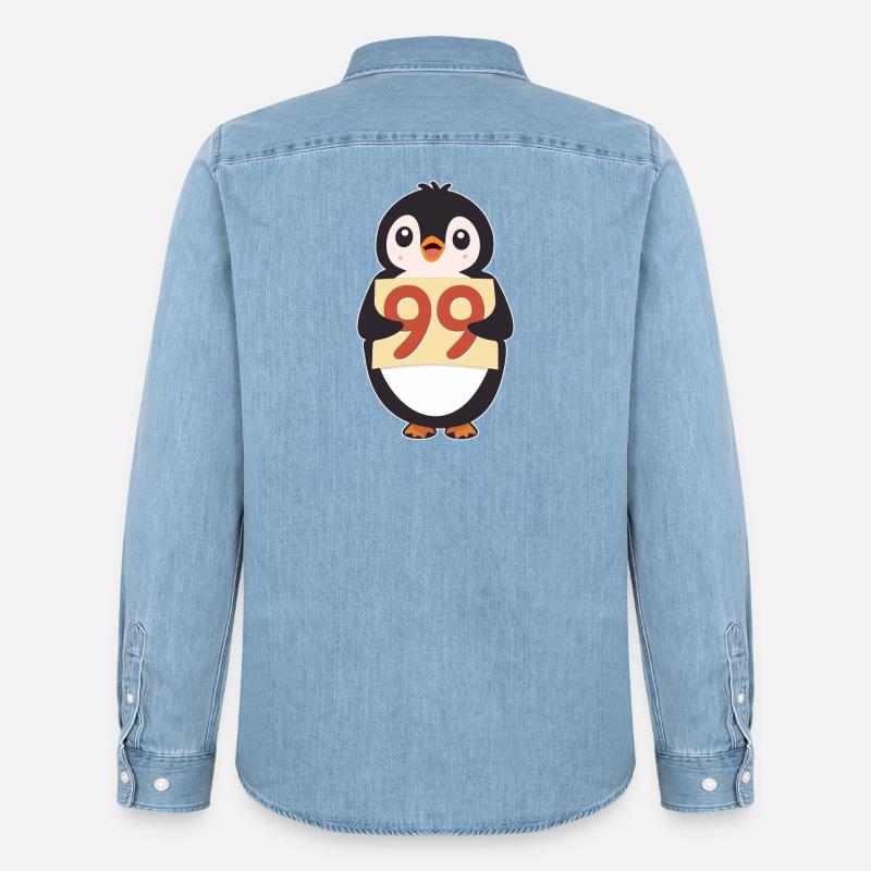 Penguin 99 Countdown-Schild - Männer Jeanshemd Organic von Stanley/Stella - verwaschenes Hellblau