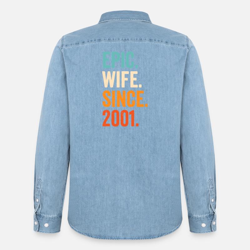 Epische Ehefrau seit 2001 - Männer Jeanshemd Organic von Stanley/Stella - verwaschenes Hellblau