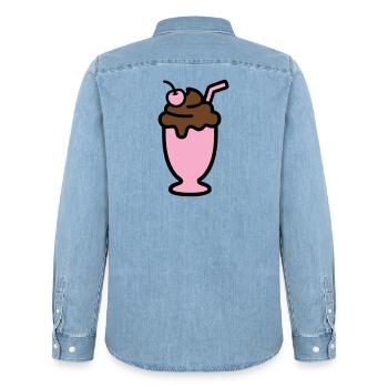 Icône de la glace milkshake - Chemise en denim homme bio Stanley/Stella - bleu clair délavé - Dos - AI Model Male 185 light (185cm)