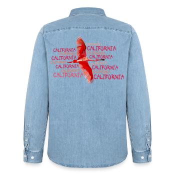 california - Men’s Organic Denim Shirt by Stanley/Stella - light wash - Back - AI Model Male 185 light (185cm)