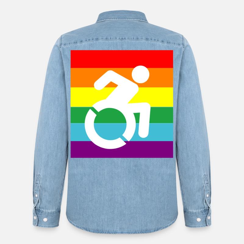 Behinderte, Schwule, Rollstuhl, Pride, LGBTQ # - Männer Jeanshemd Organic von Stanley/Stella - verwaschenes Hellblau
