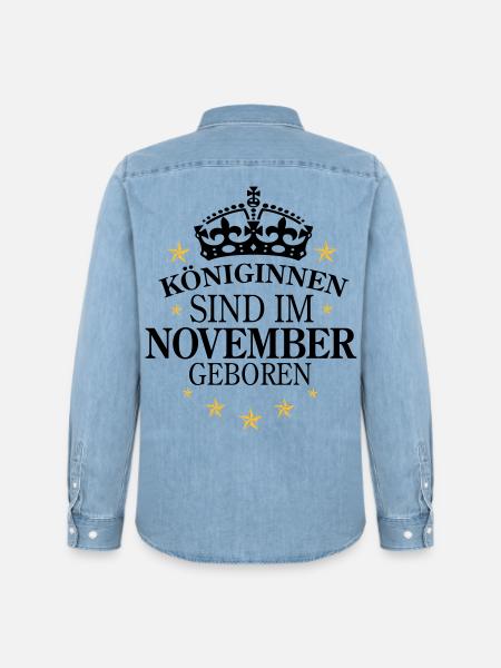 Königinnen November - Männer Jeanshemd Organic von Stanley/Stella - verwaschenes Hellblau