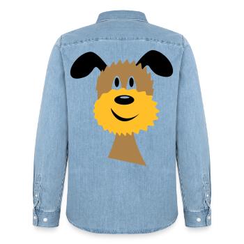 Hund - Männer Jeanshemd Organic von Stanley/Stella - verwaschenes Hellblau - Hinten - AI Model Male 185 light (185cm)