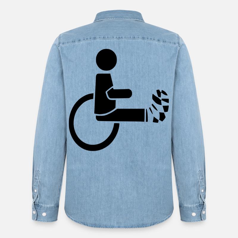 Rollstuhlfahrer mit Bein in Gips # - Männer Jeanshemd Organic von Stanley/Stella - verwaschenes Hellblau