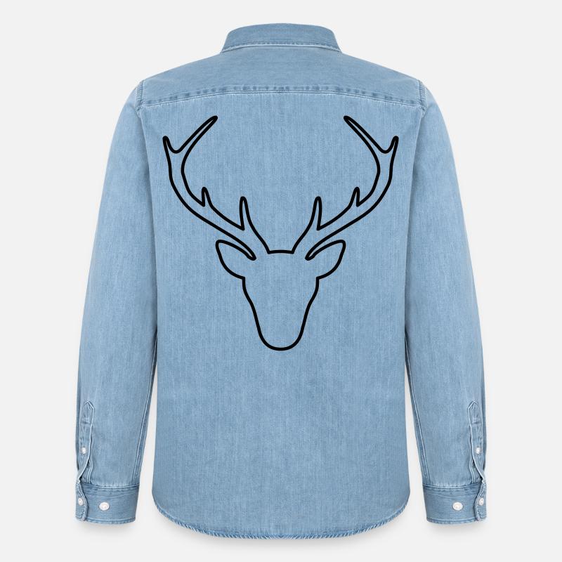 Hirsch Geweih Jäger Jagd Wild Geschenk - Männer Jeanshemd Organic von Stanley/Stella - verwaschenes Hellblau