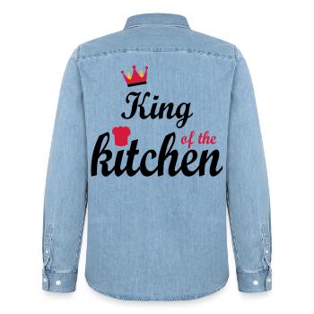 kochen - Männer Jeanshemd Organic von Stanley/Stella - verwaschenes Hellblau - Hinten - AI Model Male 185 light (185cm)