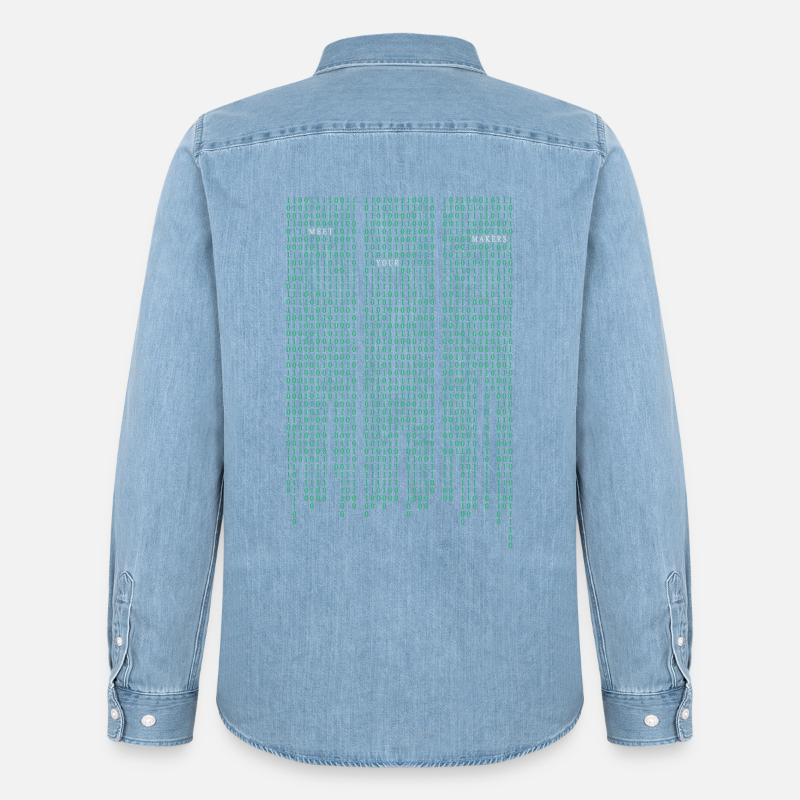 Matrix code - Männer Jeanshemd Organic von Stanley/Stella - verwaschenes Hellblau