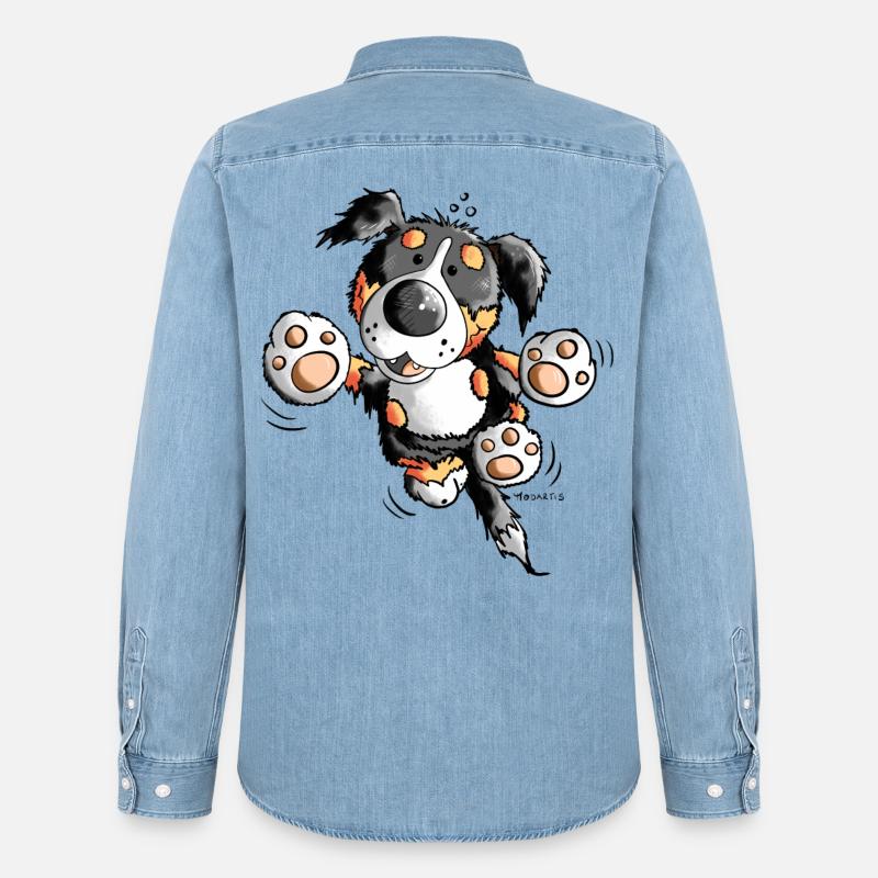 Brain der Berner Sennenhund - Männer Jeanshemd Organic von Stanley/Stella - verwaschenes Hellblau