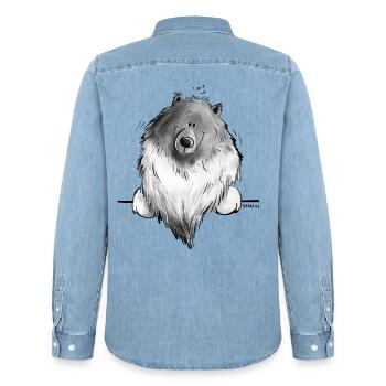 Lustiger Wolfsspitz I Comic Hund Geschenk - Männer Jeanshemd Organic von Stanley/Stella - verwaschenes Hellblau - Hinten - AI Model Male 185 light (185cm)