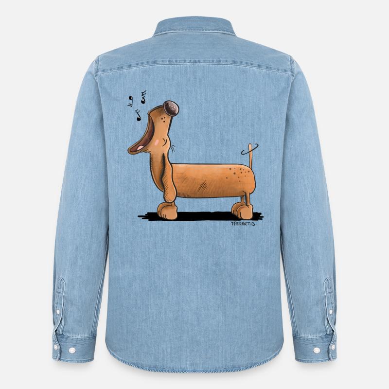 Jaulender Dackel - Dachshund - Comic - Männer Jeanshemd Organic von Stanley/Stella - verwaschenes Hellblau