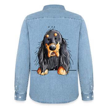 Gordon Setter - Hund - Dog - Comic - Männer Jeanshemd Organic von Stanley/Stella - verwaschenes Hellblau - Hinten - AI Model Male 185 light (185cm)