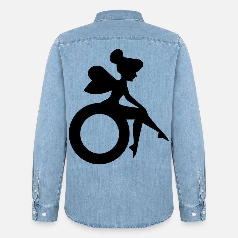 Bild einer Fee im Rollstuhl # - Männer Jeanshemd Organic von Stanley/Stella - verwaschenes Hellblau