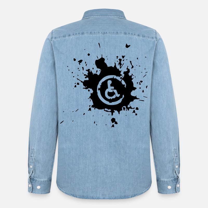 Bild Rollstuhl Behinderte Farbspritzer * - Männer Jeanshemd Organic von Stanley/Stella - verwaschenes Hellblau