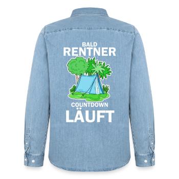 Bald Rentner Countdown läuft - Männer Jeanshemd Organic von Stanley/Stella - verwaschenes Hellblau - Hinten - AI Model Male 185 light (185cm)