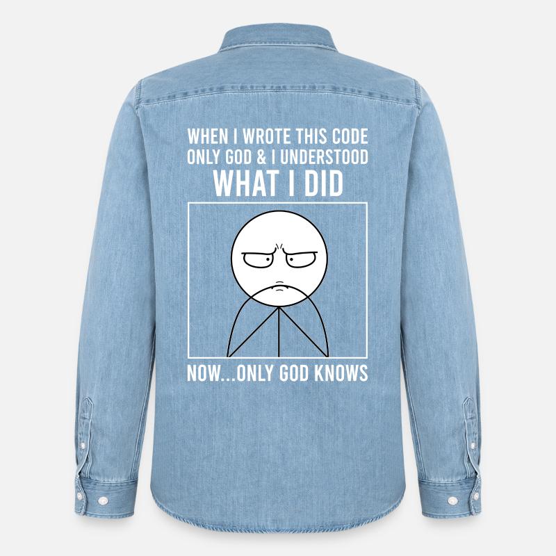 Programmierer Informatiker Softwareentwickler Meme - Männer Jeanshemd Organic von Stanley/Stella - verwaschenes Hellblau