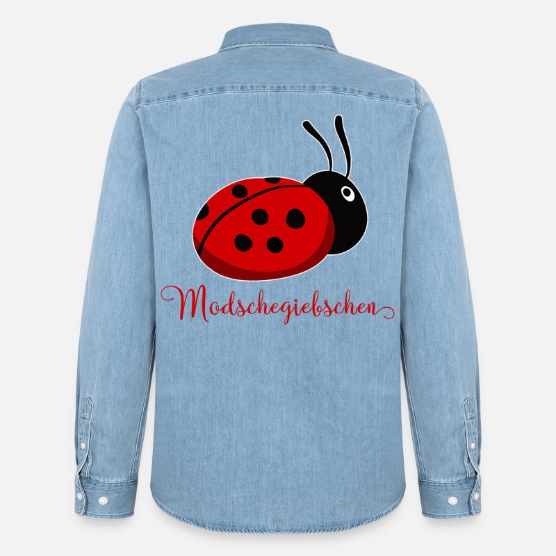 Modschegiebchen Marienkäfer Sächsisch Geschenkidee - Männer Jeanshemd Organic von Stanley/Stella - verwaschenes Hellblau