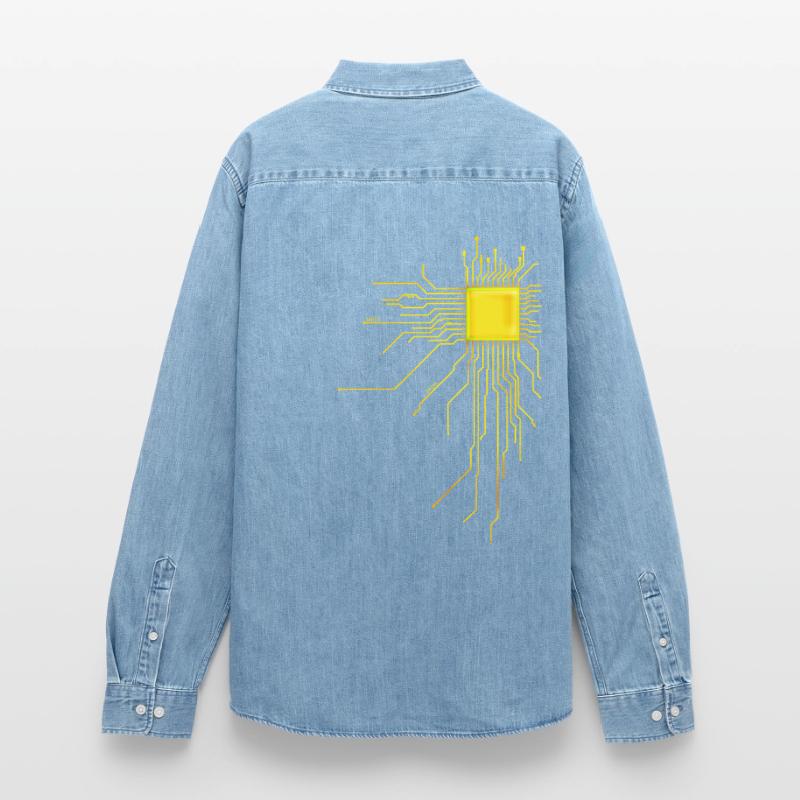 platine Core cpu Computer Nerd Programmer admin Men’s Organic Denim Shirt by Stanley/Stella