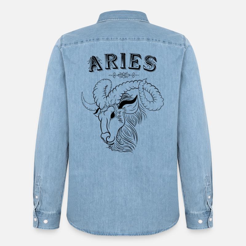 Aries Sternzeichen Widder - Männer Jeanshemd Organic von Stanley/Stella - verwaschenes Hellblau