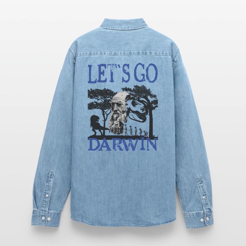 Charles Darwin Evolution textile gift idea Men’s Organic Denim Shirt by Stanley/Stella