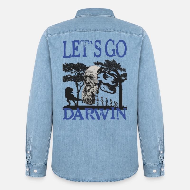 Charles Darwin Evolution textile Geschenkidee - Männer Jeanshemd Organic von Stanley/Stella - verwaschenes Hellblau