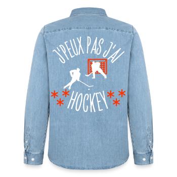 J'peux pas j'Ai Hockey - Chemise en denim homme bio Stanley/Stella - bleu clair délavé - Dos - AI Model Male 185 light (185cm)