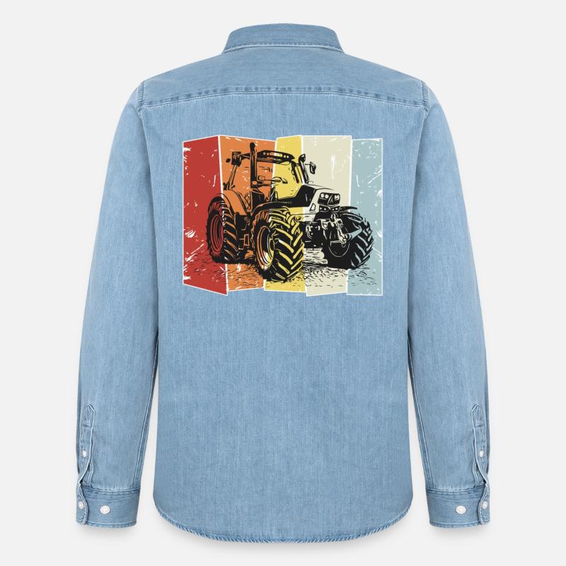 Traktor Deutz retro - Männer Jeanshemd Organic von Stanley/Stella - verwaschenes Hellblau