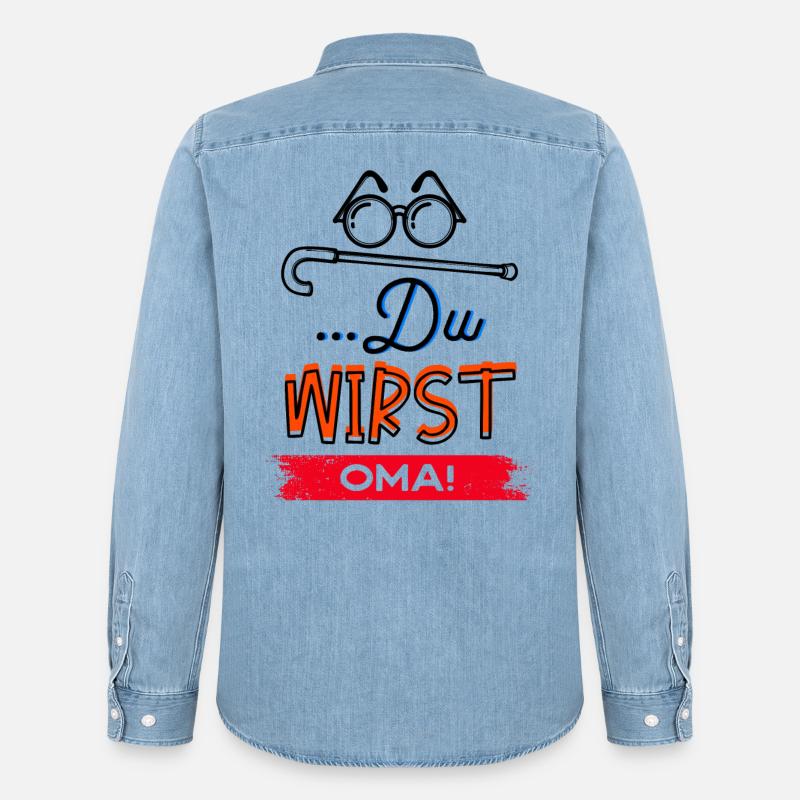 Großmutter Statement Oma Brille Sehschwäche Omi - Männer Jeanshemd Organic von Stanley/Stella - verwaschenes Hellblau