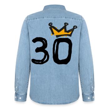 30th birthday Krone - Men’s Organic Denim Shirt by Stanley/Stella - light wash - Back - AI Model Male 185 light (185cm)