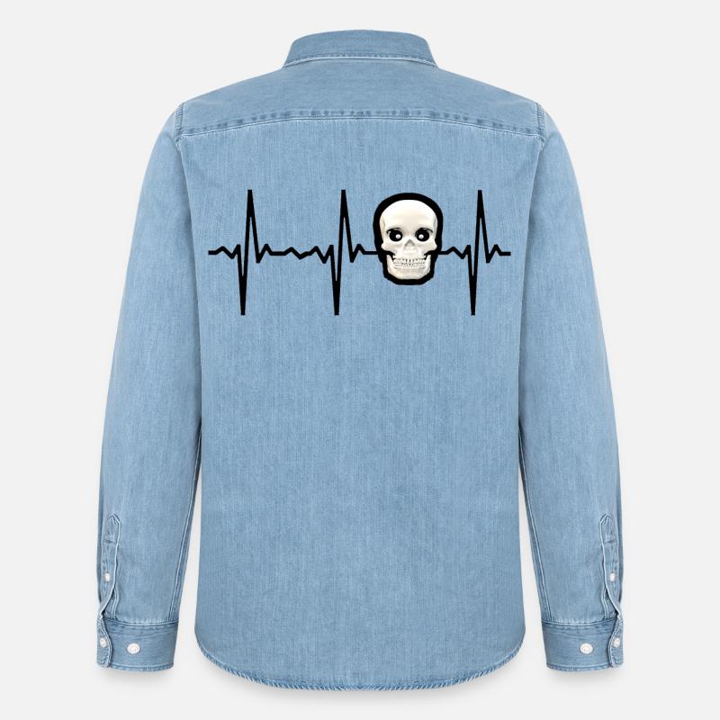 Schädel Skelett Skeleton Körper Puls Pulsschlag - Männer Jeanshemd Organic von Stanley/Stella - verwaschenes Hellblau