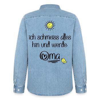 lustige Sprüche für Oma - Männer Jeanshemd Organic von Stanley/Stella - verwaschenes Hellblau - Hinten - AI Model Male 185 light (185cm)