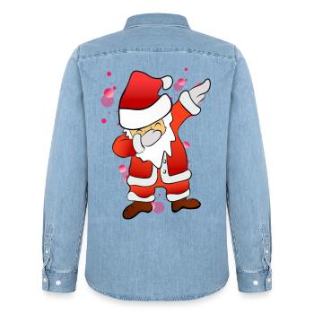 Dabbing Nikolaus - Männer Jeanshemd Organic von Stanley/Stella - verwaschenes Hellblau - Hinten - AI Model Male 185 light (185cm)