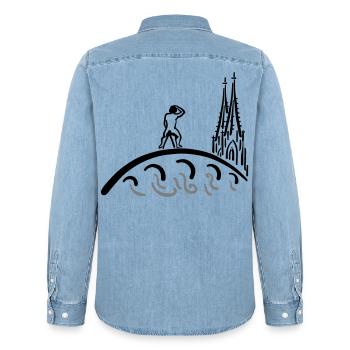 Regensburg Bruckmandl Kids - Männer Jeanshemd Organic von Stanley/Stella - verwaschenes Hellblau - Hinten - AI Model Male 185 light (185cm)