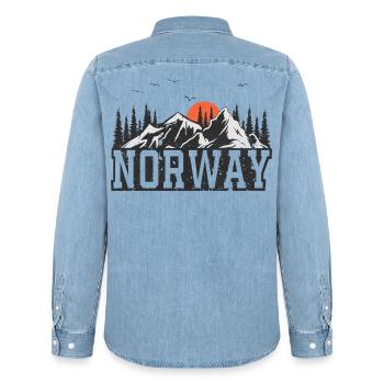 Norwegen - Männer Jeanshemd Organic von Stanley/Stella - verwaschenes Hellblau - Hinten - AI Model Male 185 light (185cm)