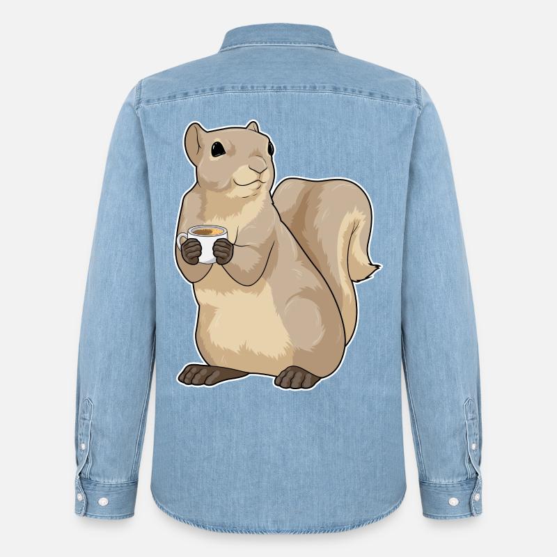 Eichhörnchen Kaffee Tasse - Männer Jeanshemd Organic von Stanley/Stella - verwaschenes Hellblau