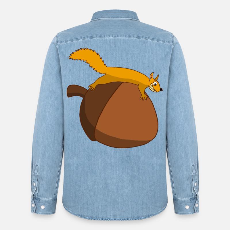 Das Eichhörnchen gegen die Eichel - Männer Jeanshemd Organic von Stanley/Stella - verwaschenes Hellblau