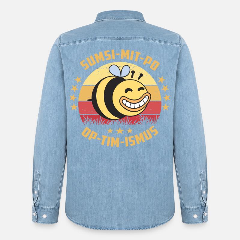 Optimismus oder Sumsi mit Po - Männer Jeanshemd Organic von Stanley/Stella - verwaschenes Hellblau