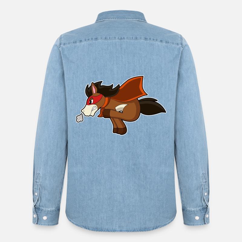 Pferd Held - Männer Jeanshemd Organic von Stanley/Stella - verwaschenes Hellblau