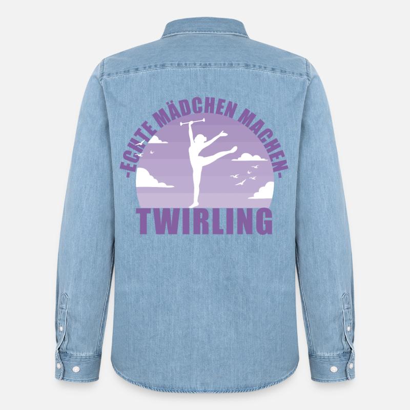 Echte Mädchen machen Twirling - Männer Jeanshemd Organic von Stanley/Stella - verwaschenes Hellblau